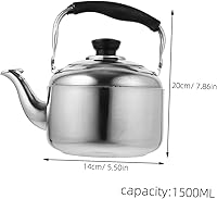 Vista 10 de YARNOW Hervidor de té de acero inoxidable, hervidor de té silbido en la parte superior de la estufa, tetera para estufa, mango ergonómico