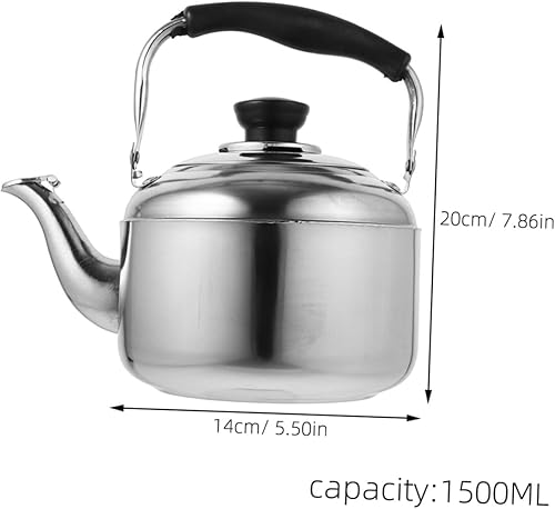 Miniatura 10 de YARNOW Hervidor de té de acero inoxidable, hervidor de té silbido en la parte superior de la estufa, tetera para estufa, mango ergonómico (1 cuarto