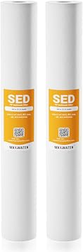 Max Water Slim Blue 1 Micron 20 inch x 2.5 inch Whole House Melt-Blown Polypropylene Sediment Water Filter Replacement Cartridge Pack of 2
