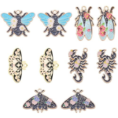 Breloques papillon et insectes en émail pour création de bijoux | Boîte de 20 pièces