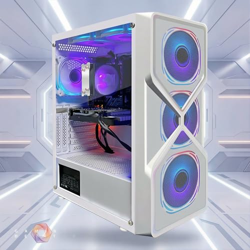 STGAubron Gaming PC Computer Desktop, AMD Ryzen 5 5500 up to 4.2GHz, GeForce RTX 3050 6G,16G DDR4, 1T SSD, WiFi 6 & BT 5.0, RGB Fan x6, Windows 11 Home,White - Thumbnail 4