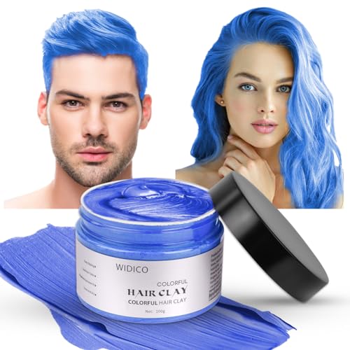 LOPHE Cera Temporal para Teñir el Cabello, 100g Cera del color del pelo, Temporal Tinte para Cabello barros naturales para teñir el pelo para teñir el cabello en color Cosplay partido, Azul