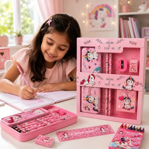 Image of Toy Imagine Pack of 12 Stationery Set Return Gifts for Boys & Girls 12 Pencil Box,24 Designer Pencil,12 Ruler,12 Eraser,12 Sharpener,12 Crayon Sets(6 Colours in Each) Birthday Gift for Kids Age 3-12