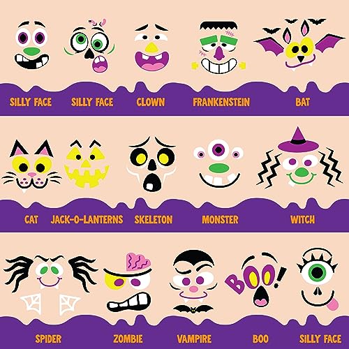 Image of JOYIN 16 Packs Halloween Pumpkin Decorating Stickers Foam Craft Kit, Halloween Party Favors for Kids, Party Supplies Arts Activities, Jack O Lantern Face Sticker School Games Gifts