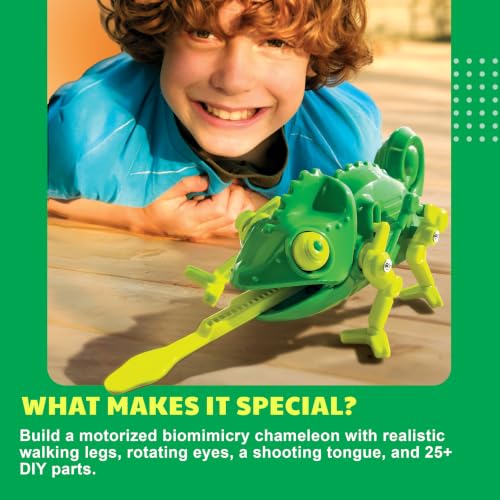 4M Chameleon Robot Building Kit for Kids Ages 8-12 – Motorized Walking Robot with Rotating Eyes & Shooting Tongue, STEM Biomimicry Engineering Toy, Learn Mechanics & Biology, Educational Gift - Image 8