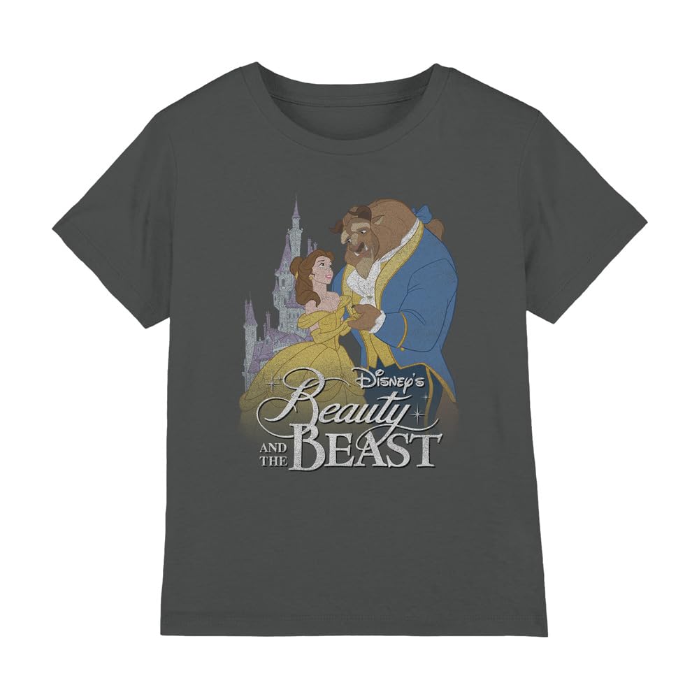 Beauty And The Beast Belle Beast Castle Girls T Shirt, Charcoal, 5-6 Years