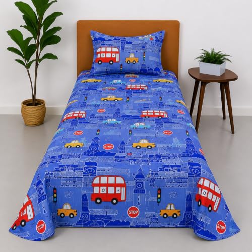 Image of COZY FURNISH Single Bedsheet with 1 Pillow Cover, 60 x 90 Inches, Soft Microfiber Cotton Bed Sheet Set for Single Bed