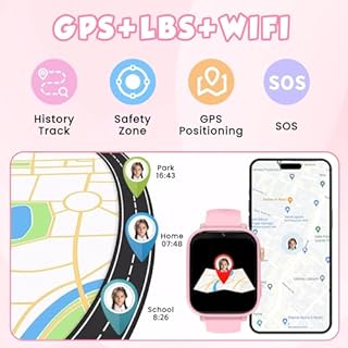4G Montre Connectée Enfant, Montre Intelligente Pour Enfants Fille Garçon avec GPS SOS Chat Vocal Appel Vidéo WiFi Mode Classe Chronomètre Réveil Jeux, Montre Telephone Enfant 4 à 12 Ans Cadeau, Rose