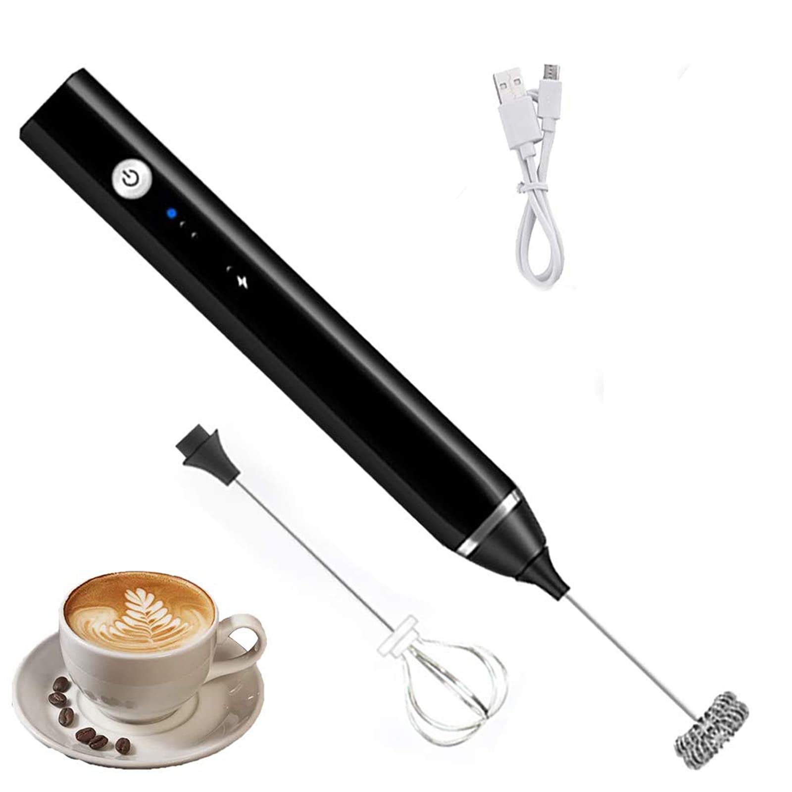 Mousseur À Lait Portatif, 1200mAH USB Rechargeable Fouet Electrique Mélangeur À Boissons Avec Batteur À Oeufs Et Mélangeur À Boissons, 5 Vitesses Réglables, Pour Cappuccino, Frappe, Matcha & Plus