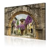 decomonkey Quadro Stampa su Tela Provenza 60x40 cm 1 pezzo Decorazione Soggiorno Camera da letto Ufficio Decorazione da parete Tela Murale Fotografia Immagini Vista dalla finestra Fiori