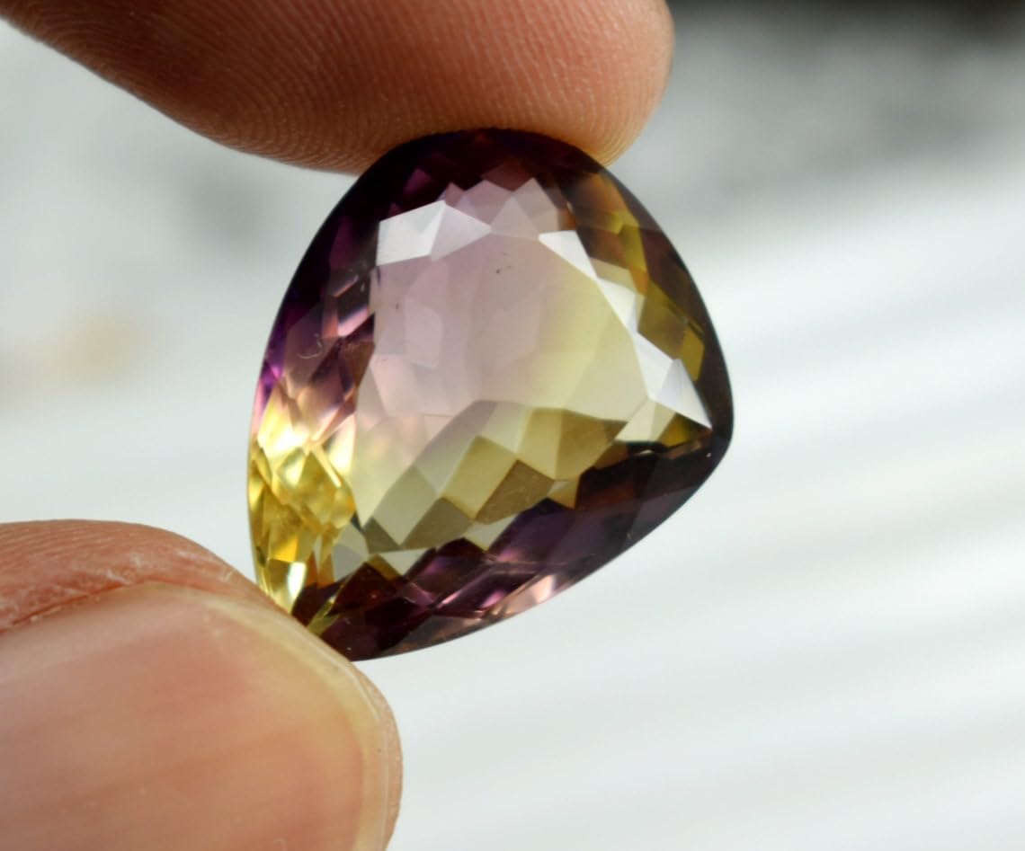 19ct Natural Ametrine – Certified Pear Cut Bi-Color Gemstone from Bolivia | Loose Faceted Stone for Custom Jewelry & Chokers
