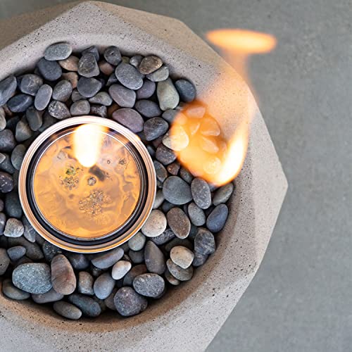 Terraflame Geo Fire Bowl Table Top | Portable Concrete Fire Pit For Indoor And Outdoor | 1 Gel Fuel Can | Clean Burning And Smoke-Free | Protective Cork Base | Stonecast White Finish #TOP6
