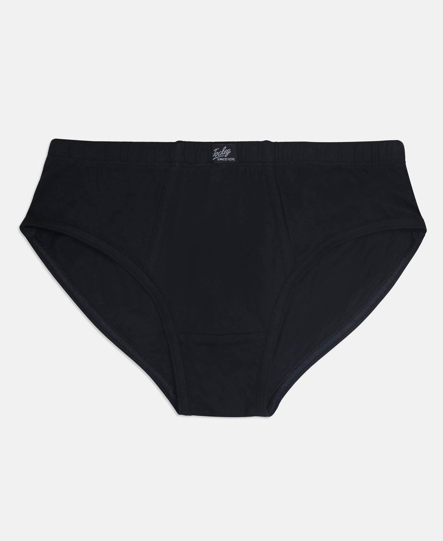 Jockey 3035 Boys Super Combed Cotton Solid Brief with Ultrasoft Waistband (Pack of 3)_Navy, Black & Raw Sienna_11-12 Yrs - Image 6 thumbnail