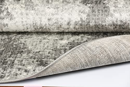 Shadesu Custom Size Abstract Design Non-Slip Hallway Runner Rug Carpet Low-Pile 0,3" Non Slip Backed (Grey Color, 31Inch Wide X 6Ft Length) #TOP4