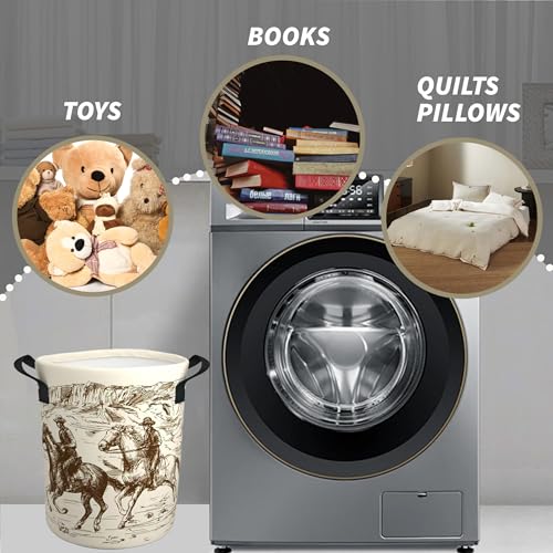 Image of Western Cowboy Laundry Basket Gifts for Boys, Boys' Room Decor Baby Nursery Hamper Western Room Decor 19.6x15.7 Inch