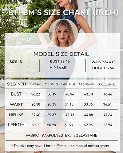 Btfbm Women's Sleeveless Cocktail Dresses Mock Neck Keyhole Elastic High Waist Wedding Guest Evening Party Maxi Dress(Solid Dark Blue, Small) #TOP4