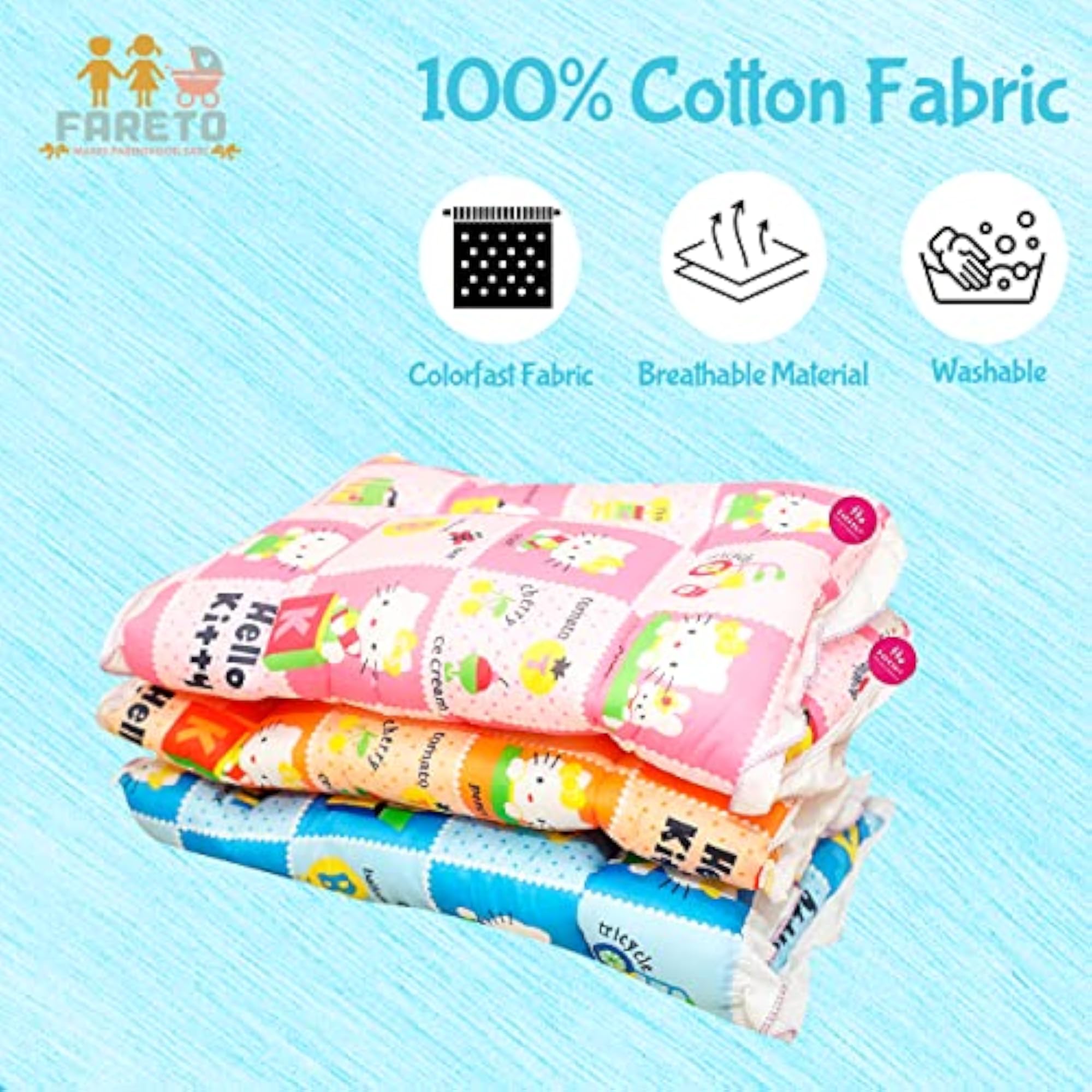Cotton Baby Cradle Bed, Sleeping Mat, Multi Purpose Cushioned Bed Pack of 3
