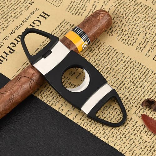 Kit com 1 Cortador De Charuto Profissional Em V Guilhotina Preto Laminas Em Aço