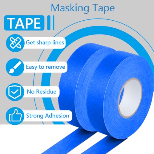 Image of NETEHA 20 Rolls Painters Tape Masking Tape 1 Inch x 55 Yard, No Residue Adhesive Tape for Wall Painting, Decoration Labeling and DIY Crafts (Blue)