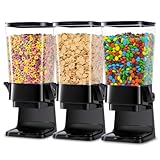 Cereal Dispenser Countertop with Lids, 5L Organization and Storage Containers for Kitchen and pantry, Rice Dispenser for food, Cereal, Beans, Nuts, Snack,Oatmeal, Dog Food, Bird Seed, Black, 3Pc