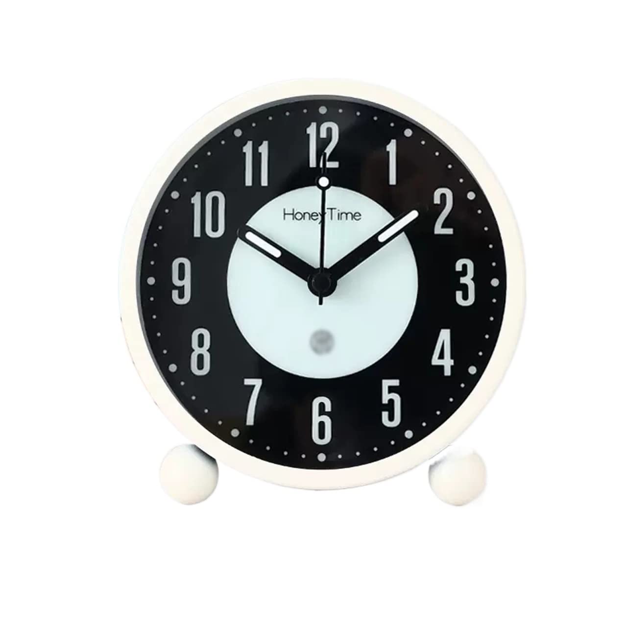 E7v2T9k6 Tabletop Rechargeable Luminous Alarm Clock, Non-ticking, Louder Bell for Heavy Sleepers, Ideal for Bedroom, Home Office and Dorm Room Travel(White)