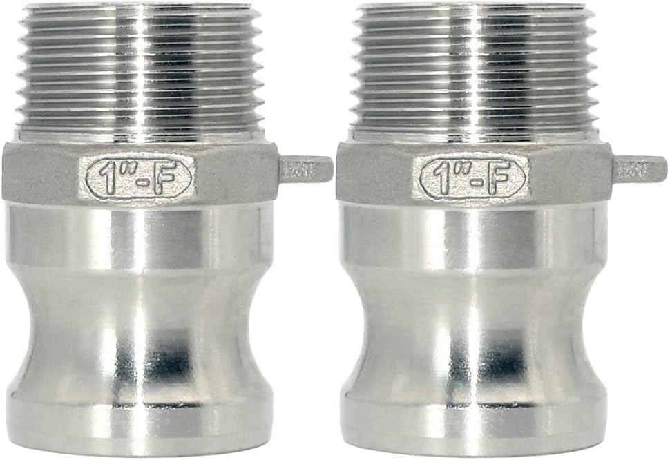 F Trash Pump Adapter Male Camlock x Male Pipe Threads, SS 316 Stainless Steel, 2-Pack (1 inch)
