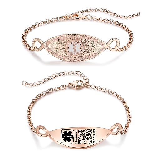 Theluckytag Medizinisches Notfall-Halsband für Damen und Herren – 48,3 cm medizinisches Halsband mit graviertem QR-Code, medizinische ID-Halskette – mehr Platz, individuelle