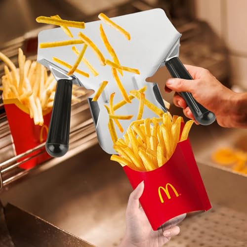 CYEAH 2 Pcs Double Handles Popcorn Scoop, Stainless Steel French Fry Bagger Commercial Popcorn Scoop, Potato Chip Serving Scooper Food Shovel for Snacks, Ice, Candy, Desserts, Dry Goods - Thumbnail 6