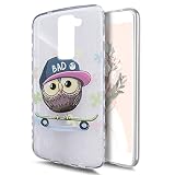 ikasus® - Carcasa de silicona para móvil LG K10 [transparente], patrón pintado, resistente, silicona TPU, amortiguadora, Roller Eule