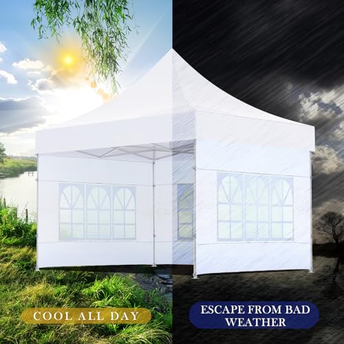 Windyun 6 Pcs Sunshade Sidewall with Window Only Tent Sidewalls for 10 x 10 Feet Pop up Canopy(White) - Thumbnail 4