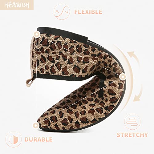 Heawish Women’s Flats Shoes Pointed Toe Ballet Flats Dressy Comfortable(Leopard, Us8) #TOP3