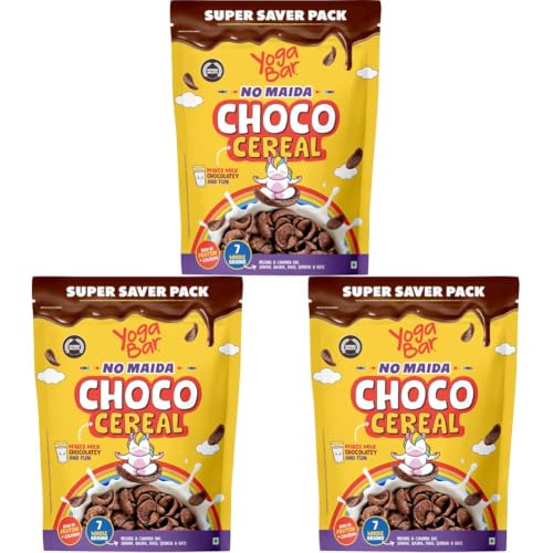 Image of Yogabar no maida choco for Breakfast, Zero Maida, Delicious Chocos for Kids & Adults, Protein Food, 0 Added Preservatives, Contains Jowar, Bajra, Ragi, Quinoa & Oats, 850g (Pack of 3)