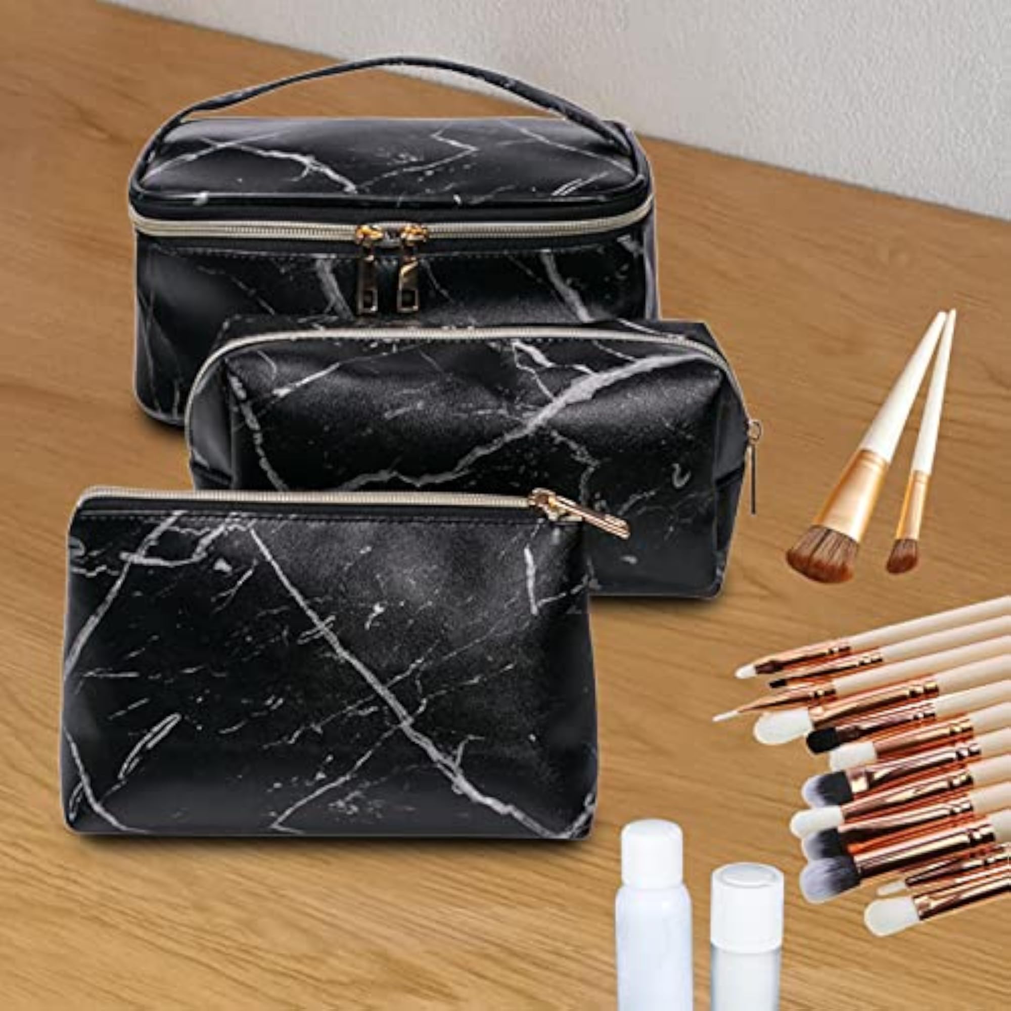 3Pcs Lipstick Makeup Organizer for Travel Gym, Black