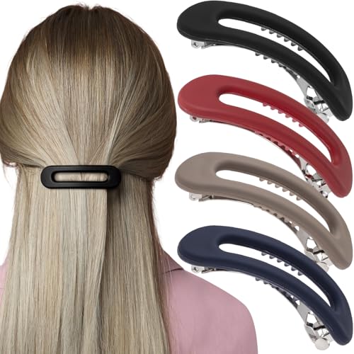 SmallCat 4 Pzs Pinzas para Cabello para Mujeres, Pinzas Fuertes Antideslizantes, Clip Plano (Negro, Gris, Azul, Rojo) miniatura 1