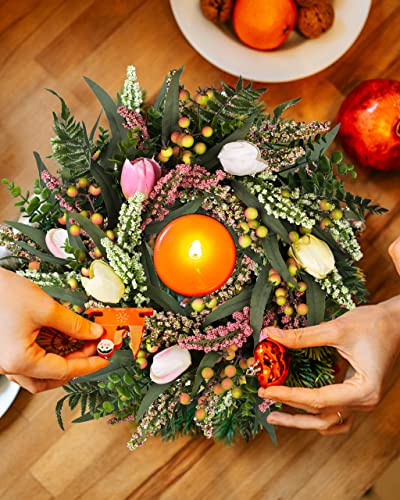 Wreaths Wish Green Tulips Wreaths, 19 Inch Artificial Spring Summer Greenery Wreaths For Front Door Decor Boxwood With Big Berries For Farmhouse Outside Year Round - Indoor/Outdoor #TOP5