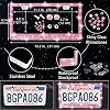 NBTEPEM Set de 27 Piezas de Accesorios Brillantes para Auto - Cubiertas de Volante Universales, Marcos de Placa, Soporte para Teléfono, Cargador Rápido para Auto, Posavasos (Rosa) 8