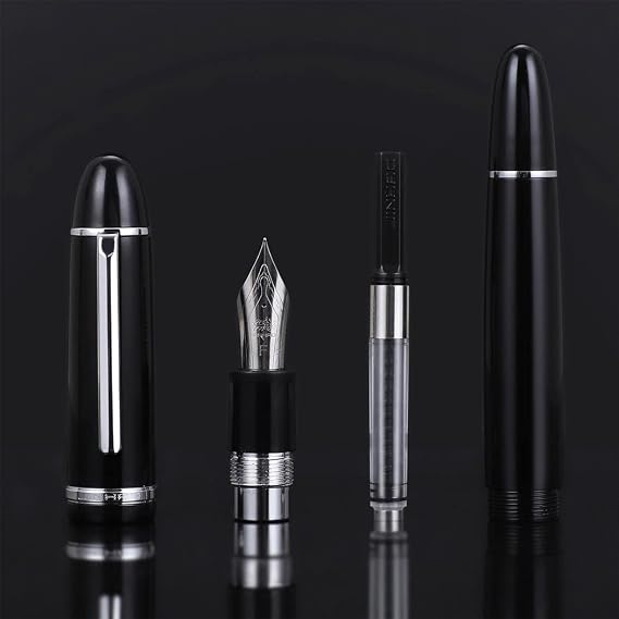 Jinhao X159 Fountain Pen Fine Nib, Acrylic Big Size Writing Pen Black