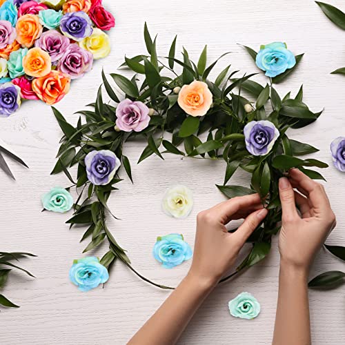 Jutom 60 Pieces Faux Flower Heads In Bulk Mini Artificial Flowers Heads Silk Roses Blossom Heads Multicolor Flowers Diy Silk Rose Flower For Crafts Wedding Garland Decor, 1.6Inch #TOP3