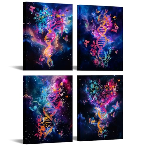 KREATIVE ARTS Watercolor DNA Helix Art Canvas Set of 4
