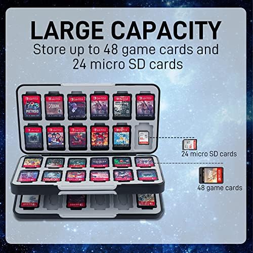 RHOTALL Game Card Case for Nintendo Switch/OLED/Lite/2 , Storage Card Box with 48 Game Cards Cartridge and 24 SD Cards Slots, Switch Games Holder with Magnetic Design - Starry sky — 사진 2