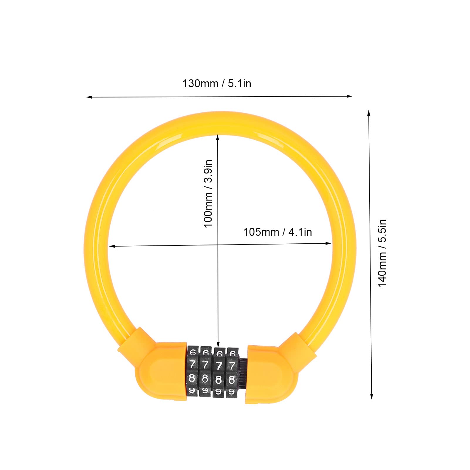 Antivol Vélo 1250Mmx12Mm Câble Antivol Vélo 5 Chiffres Code Combinaison