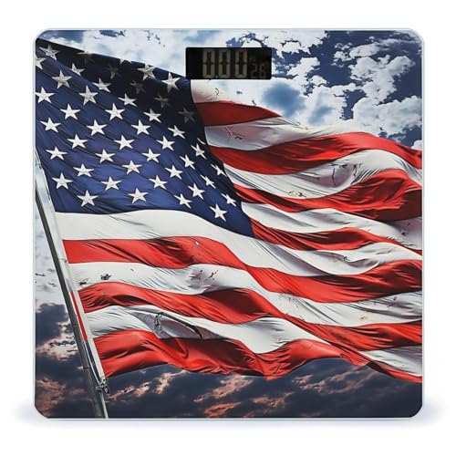 Báscula digital de baño con bandera de EE.UU., capacidad 400 lb miniatura 1