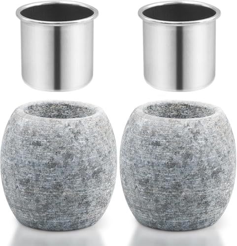 2 Pièces Coupelles de Sauna en Stéatite avec Bol Amovible en Acier Inoxydable, Accessoires d’Aromathérapie pour Huile Essentielle, Oeuf de Sauna pour Spa Hammam Maison Hôtel