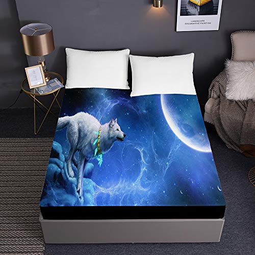 Drap housse loup anti-plis résistant à la décoloration 150x200