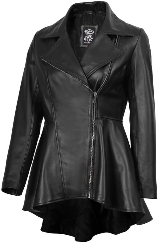 Blingsoul Leather Jackets For Women - Real Lambskin Womens Leather Peplum Jacket