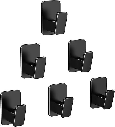 Danpoo Ganchos autoadhesivos resistentes, paquete de 6, juego económico para organización de toda la casa, ganchos de pared sin taladrar para baño,