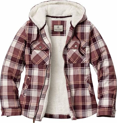 Legendary Whitetails Womens Hooded Shacket Berber Lined Shirt Jacket with