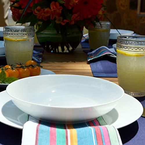 Euro Ceramica Bianco Service for 6 Dinnerware High Gloss Fine Porcelain, 8