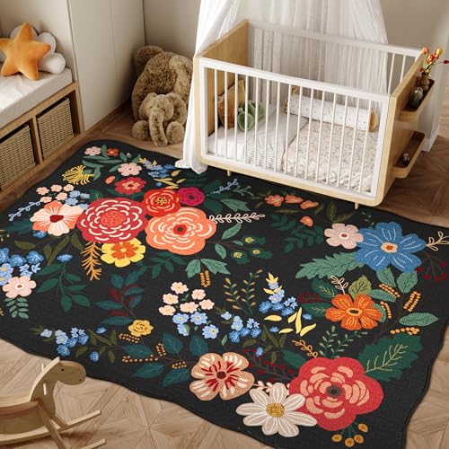 4x6 Washable Neutral Area Rug Beige Vintage Entryway Office Carpet Non-Slip Soft Low Pile Farmhouse Indoor Throw Rug for Living Room Bathroom Dining Room