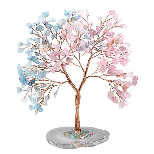 Yatming Handgemachter Rosenquarz & Aquamarin Kristall Baum des Lebens Cover